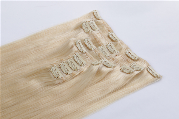 Human Hair Clip in Human hair Extensions 30 inch Blonde JF026